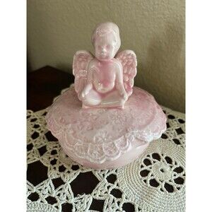 Beautiful Vintage Pink Angel Trinket Dish